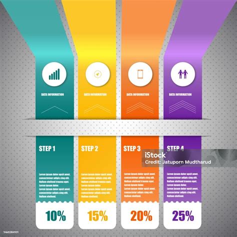 3d Infographic Vector With Vertical Colorful Tabs Stock Illustration