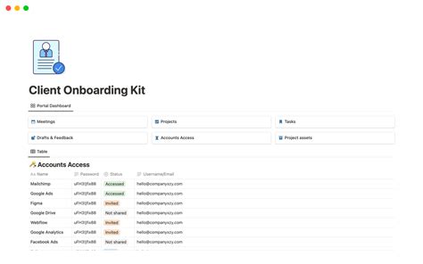 Client Onboarding Kit Notion Template