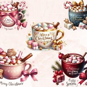 Christmas Hot Cocoa Clipart Bundle Christmas Png Bundle Hot Cocoa Png Graphics Festive Png