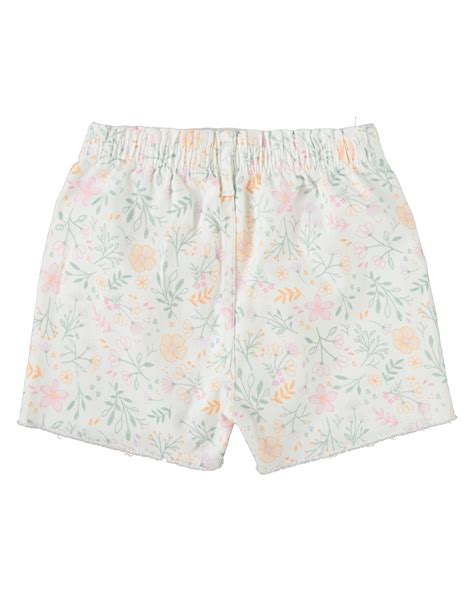 Riachuelo Short Jeans Color Infantil Clochard Floral Branco Tam A