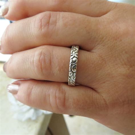 White Gold Wedding Ring14k Solid Gold Wedding Banddainty Etsy