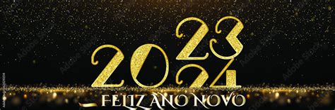 Cart O Ou Banner Para Desejar Um Feliz Ano Novo Em Ouro Em Um