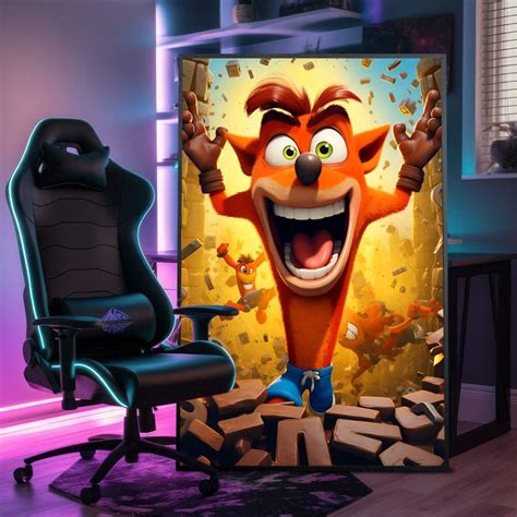 Quadro Decorativo Crash Bandicoot Remastered Explosão Amarelo