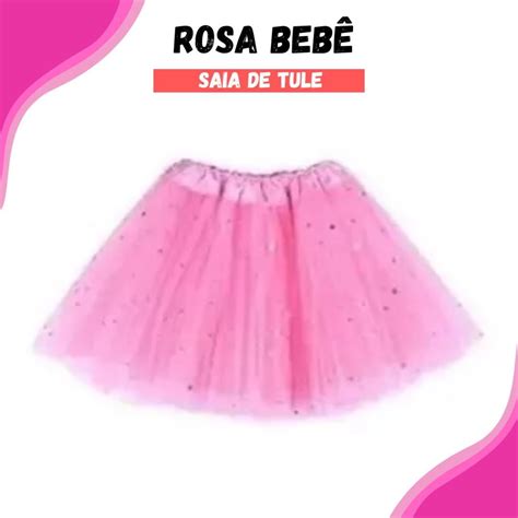 Saia Rosa Bebê de Tule Infantil Elo7 Produtos Especiais