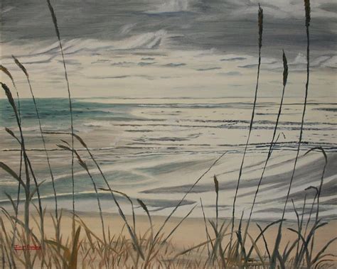 Oregon Coast With Sea Grass Painting Oregon Coast With Sea Grass Fine Art Print Artist