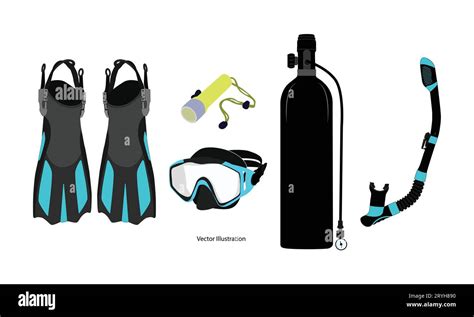 Scuba Diving Equipment Snorkeling Masks Scuba Diver Tools Of Different