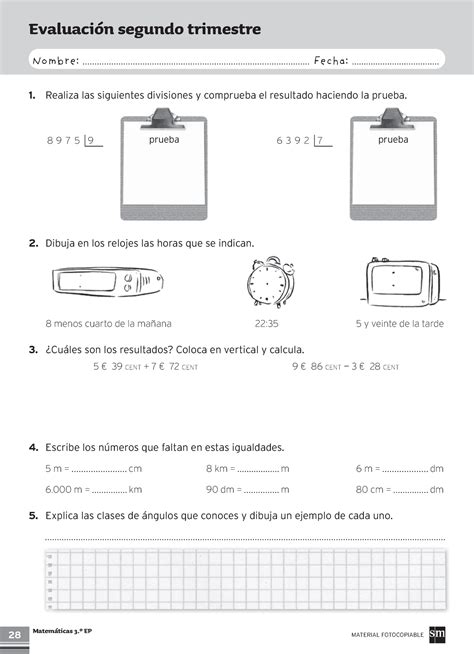 3 Epmatc 2 EVAL 2T ES Fichas anaya 3º 28 Matemáticas 3 º EP