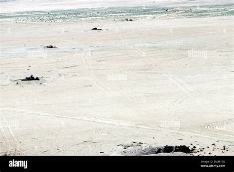 Iraqi T-55 main battle tanks destroyed during Operation Desert Storm ...