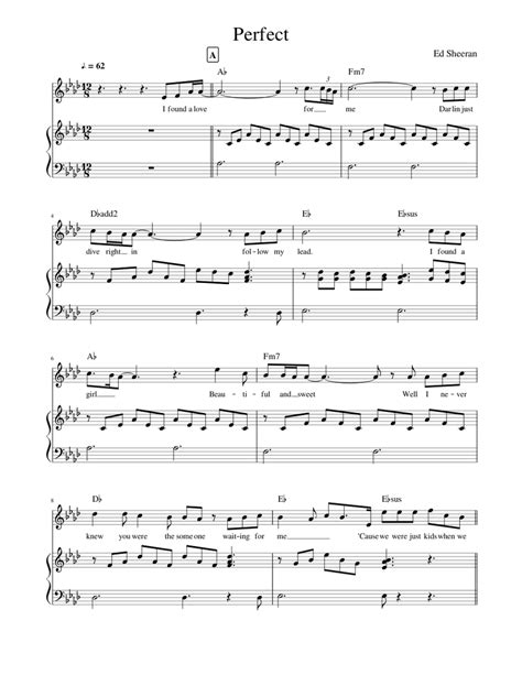 Perfect Ed Sheeran Original Key Ab Sheet Music For Piano Oboe