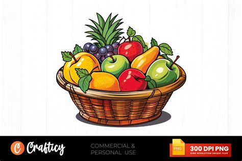 Watercolor Fruit Basket Clipart