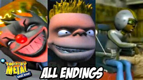 TWISTED METAL SMALL BRAWL All Endings Including Axel S Deleted Ending