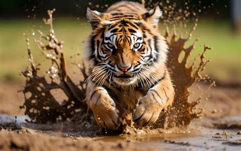 Premium AI Image Majestic Tiger Running Towards