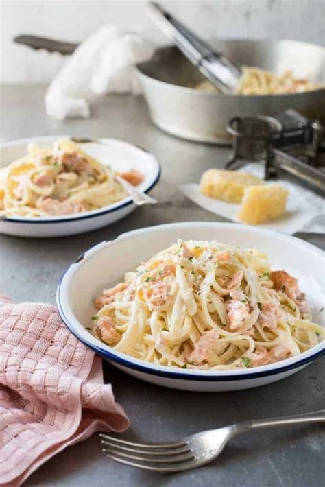 Alfredo Salmon Pasta Recipetin Eats