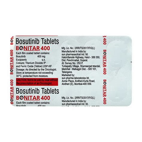 Bonitar Tablets Bosutinib SUN PHARMA At Rs 910 Box In Nagpur ID