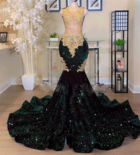 Abendkleider Sleeveless Green Sparkly Prom Dresses For Black Girl