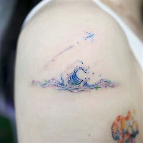 Ocean Wave Tattoo Blue | Wave tattoo design, Small wave tattoo, Waves ...