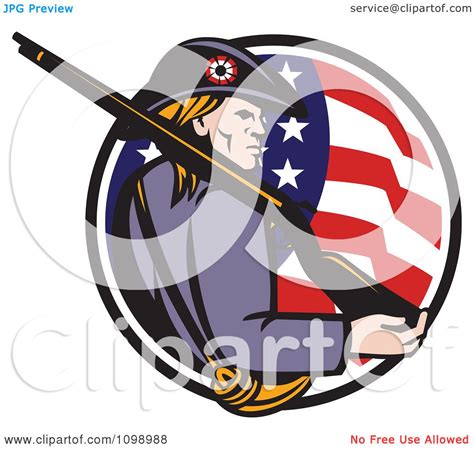 Clipart Retro American Revolutionary War Soldier Patriot Minuteman With