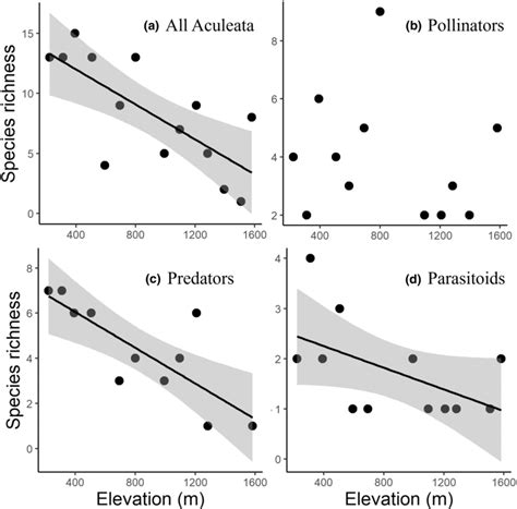 The Relationship Between Elevation And Species Richness Of All Aculeata