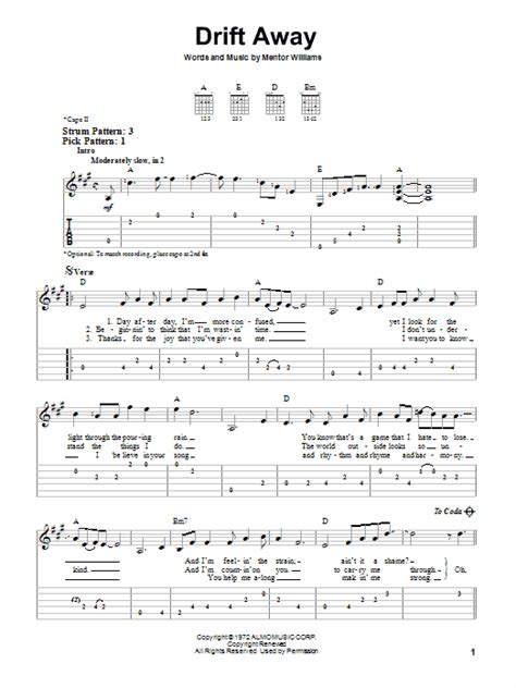 Drift Away By Dobie Gray Easy Guitar Tab Guitar Instructor