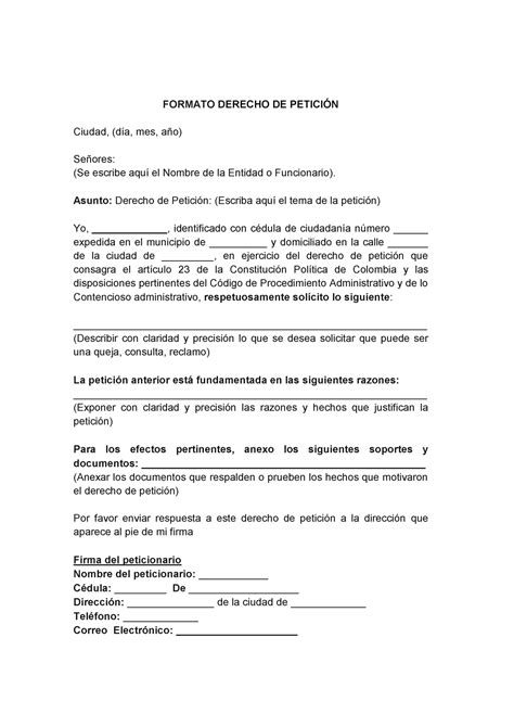 Cómo presentar un derecho de petición Derecho de Petición Colombia