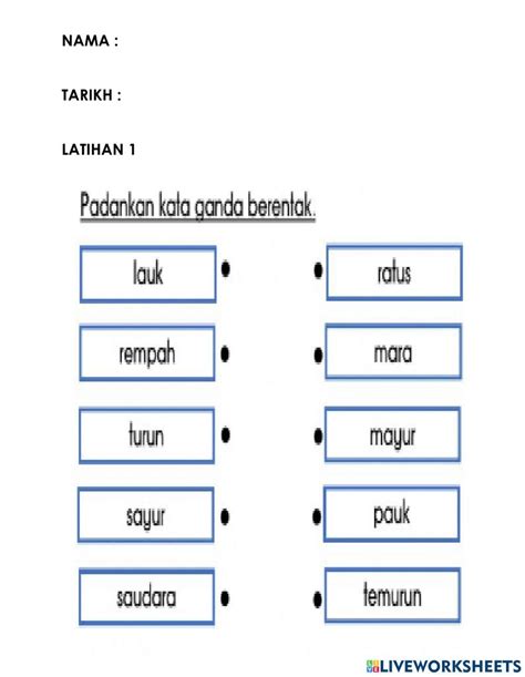 Kata Ganda Berentak Tahun 3 Online Exercise For Live Worksheets