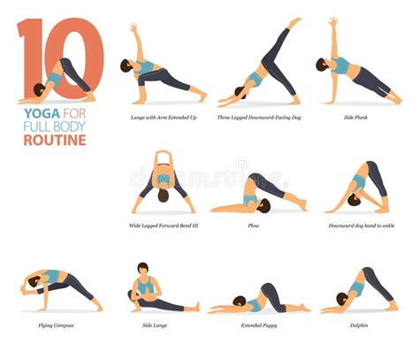 Yoga Poses Or Asana Posture For Workout In Full Body Routine Concept