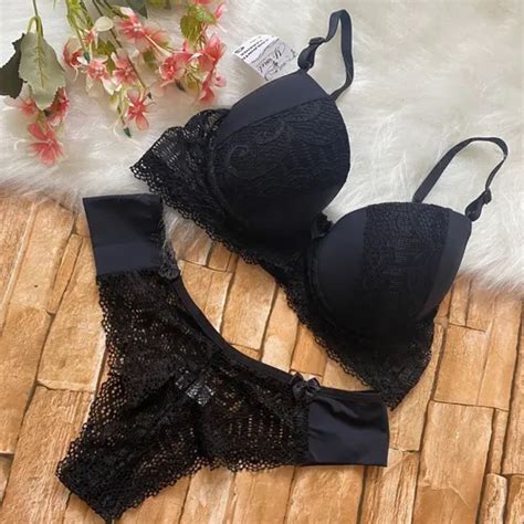 Conjunto Lingerie Renda Sutiã E Calcinha Microfibra Luxo Parcelamento sem juros