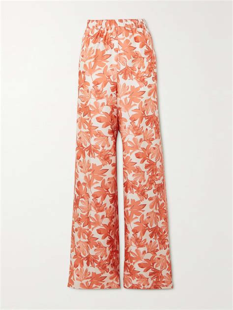 Max Mara Floral Print Silk Wide Leg Pants Net A Porter