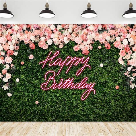 Amazon Riyidecor Green Leaves Happy Birthday Backdrop Polyester