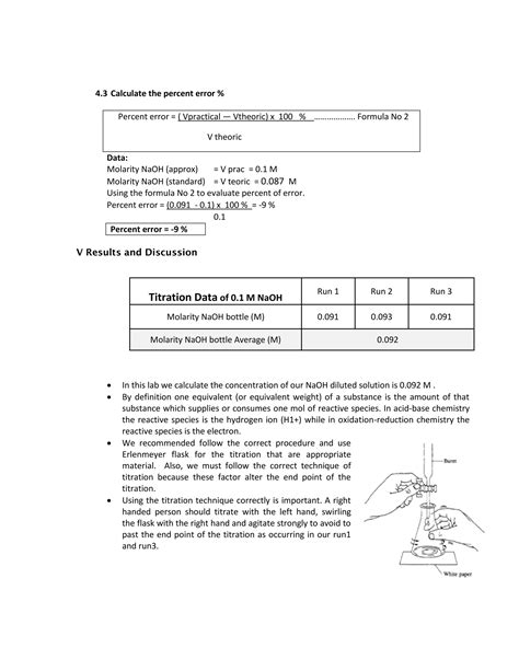 Report 1 Prepare And Standardize A 01 M Naoh Solutions Pdf