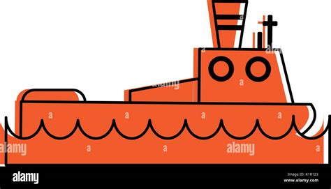 Fishing Boat Icon Image Vector Illustration Design Orange Color Stock