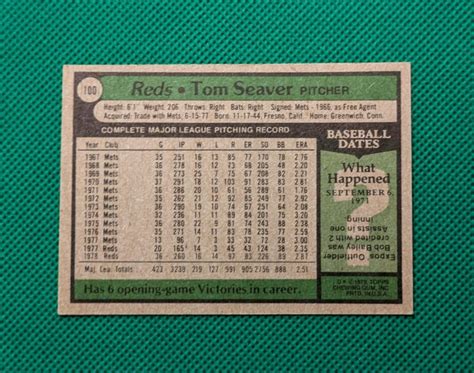 1979 Topps TOM SEAVER 100 HOF Pitcher Reds EBay