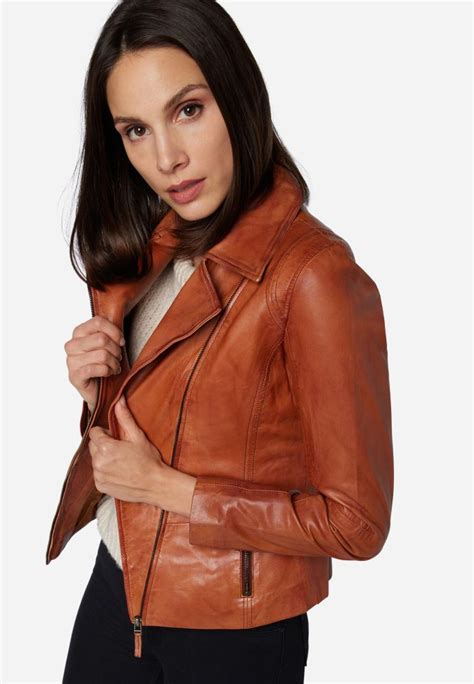 Damen Lederjacke Ricano Sally Lammnappaleder Cognac