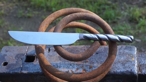 Blacksmithing Forging A Coil Spring Knife Youtube