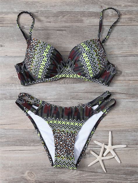 82 OFF Leopard Zig Zag Bikini Set Rosegal