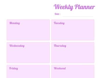 Weekly Planner Printable Landscape Minimalist Weekly Planner Etsy