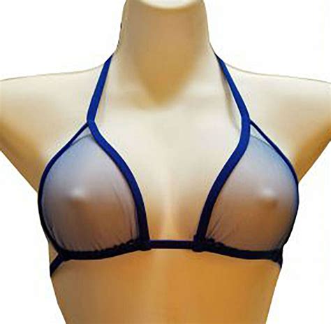 Blue Ultra Sheer Bikini Top Edc Festival Wear Clothing Optional Sheer