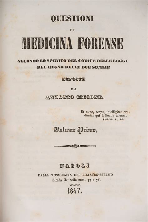 Regno Delle Due Sicilie Ciccone Antonio Questioni Di Medicina