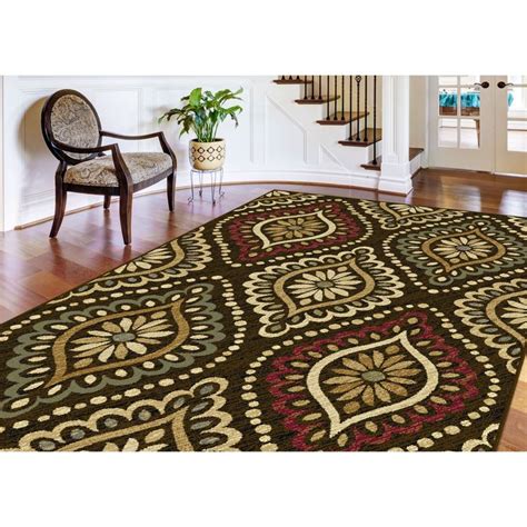 Alise Rugs Lagoon Transitional Medallion Area Rug X Brown