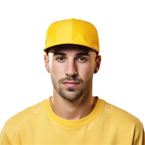 Yellow Cap Wear Hip Hop Hat Model Front View Cap Fashion Helmet Png