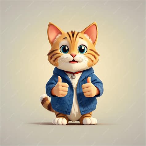 Premium Photo | Cute cat with thumbs up cartoon vector icon