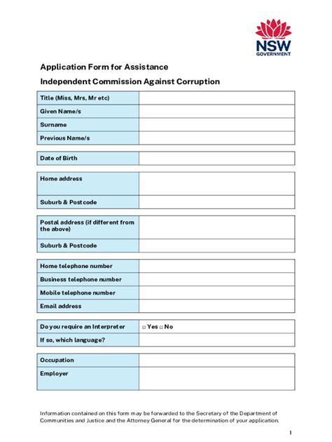 Fillable Online Icac Application Form For Assistance Icac Application