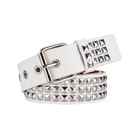 Buy Pyramid Studded Belt White Leather Leatherbeltsonline