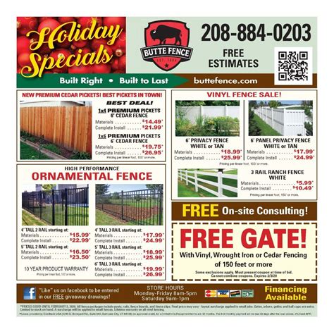 Specials And Promotions Boise Id Butte Fence