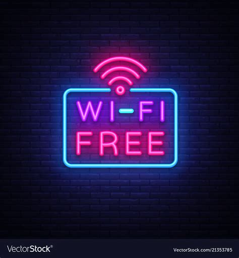 Wifi Neon Sign Text Design Template Royalty Free Vector