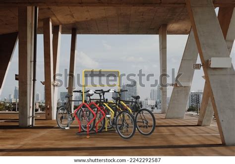 Multi Bike Scooter Parking Spaces Locking Stock Illustration 2242292587