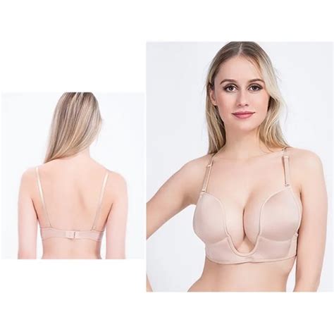 Strapless Bra Deep U Plunge Sexy Backless Invisible Bra