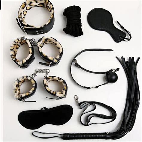 2018 Hot Sex Productens Adult Games Sex Bondage 8pcsset Leather Handcuffs Gag Whip