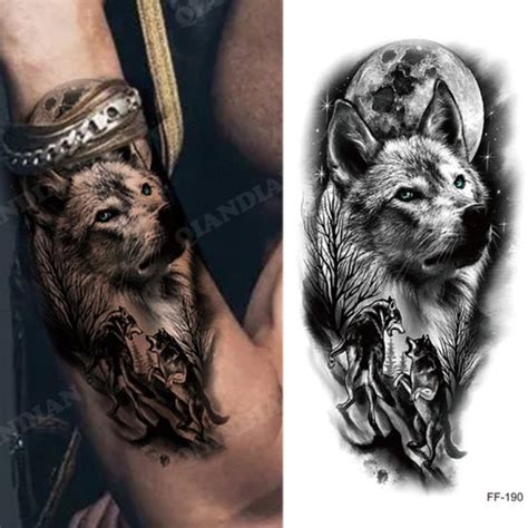 Wolf Sleeve Tattoo Tijdelijke Tattoo Sleeve Volwassenen Neptattoo