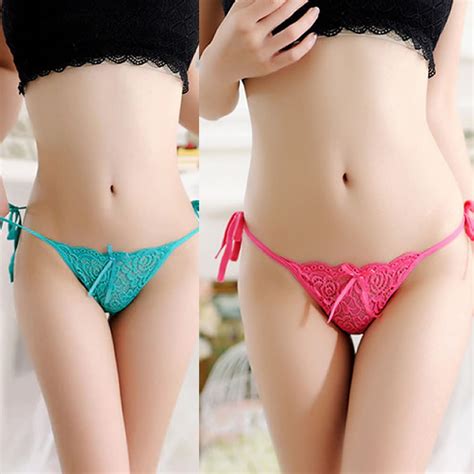 Bow Floral Lace T Back Thong G String Low Waist Panties Pack Of Lingerie Panties Free